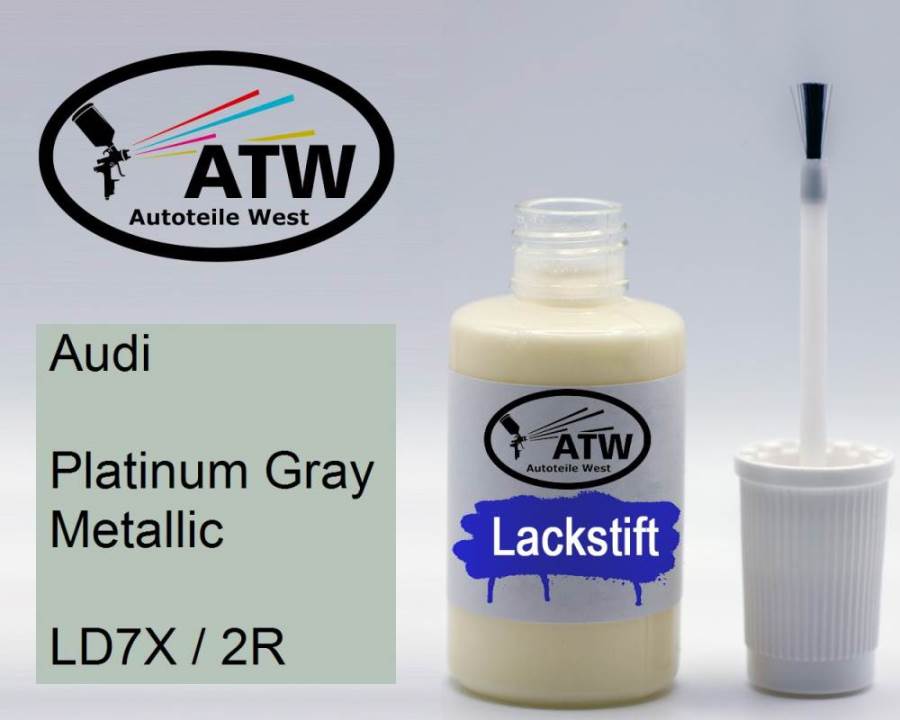 Audi, Platinum Gray Metallic, LD7X / 2R: 20ml Lackstift, von ATW Autoteile West.